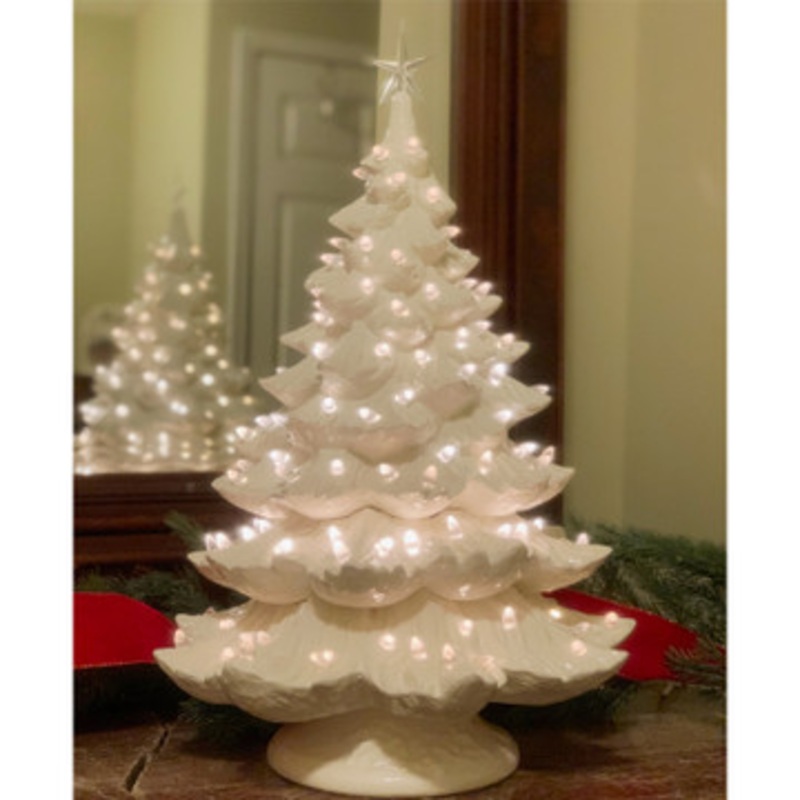 Large Lighted White Ceramic Christmas Tree 23