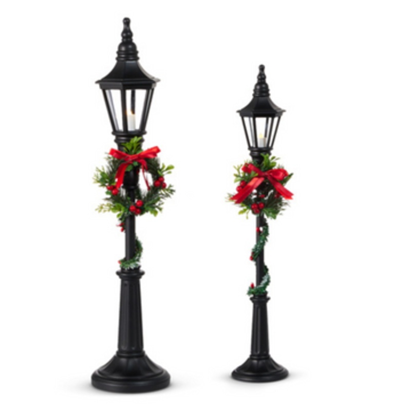 Raz 18.5 or 21 Lighted Black Christmas Lamp Post