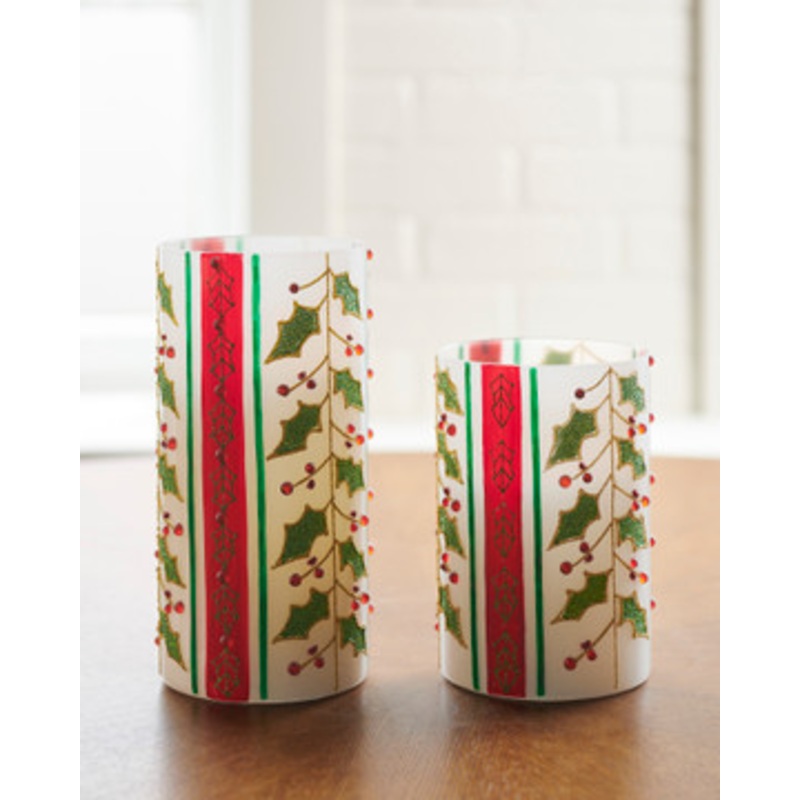 Raz 8 set of 2 Holly Berry Container Christmas Decoration 4524634